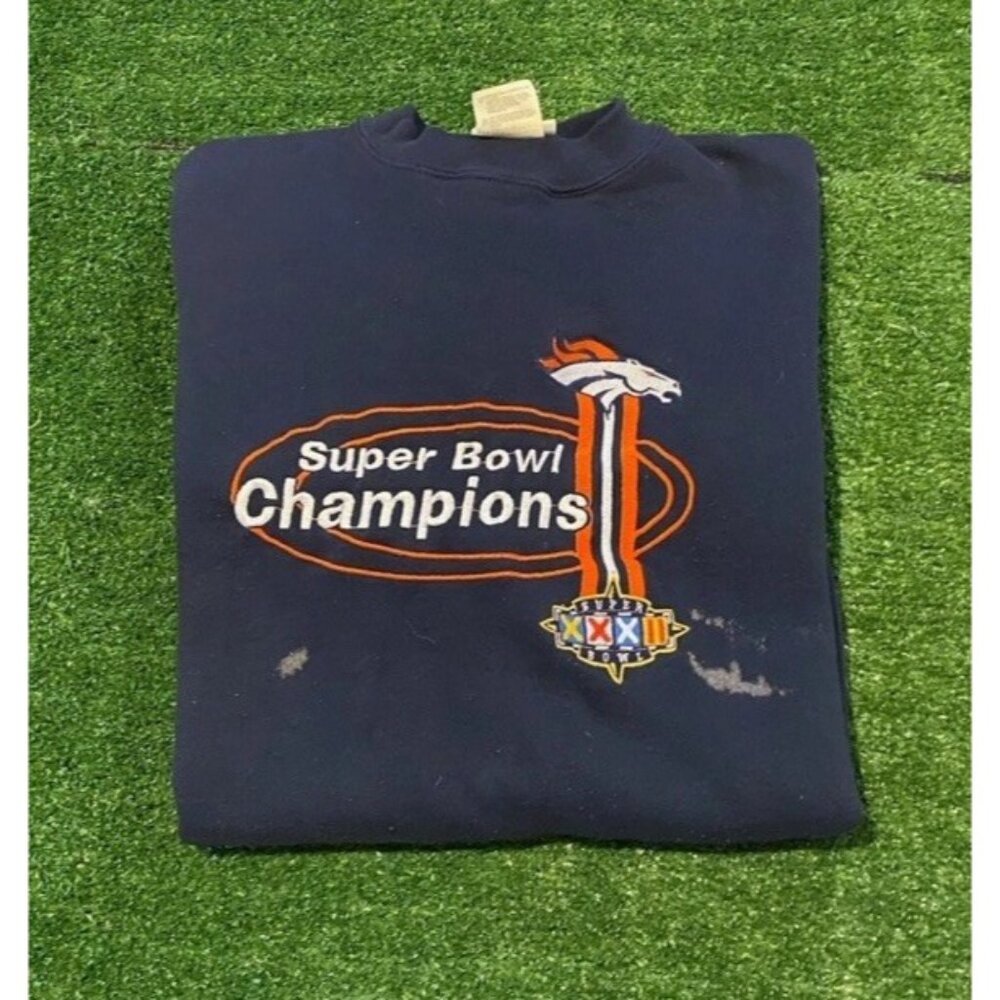 Vintage Denver Broncos sweatshirt mens XL blue Crewneck Super Bowl Embroidered X